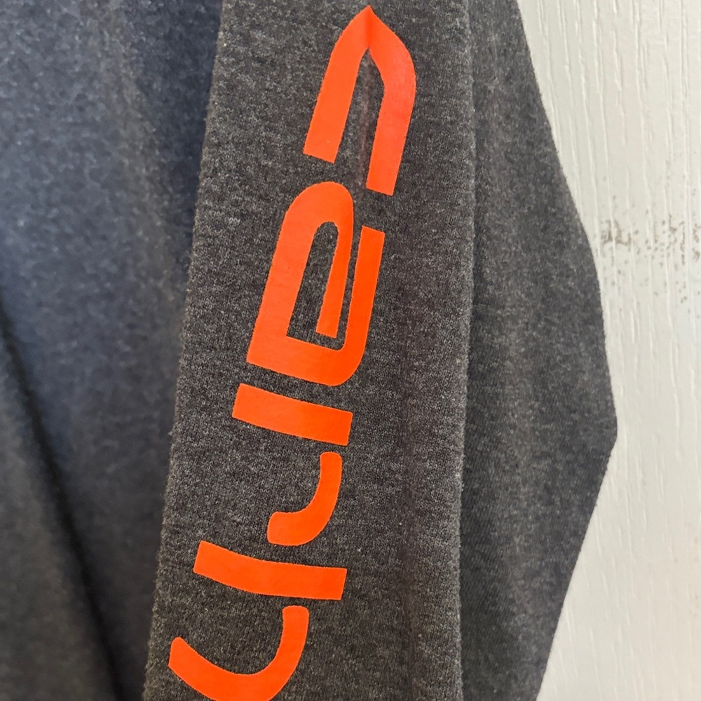 Carhartt Men's Charcoal Long Sleeve Tee with Orange Logo - Picture 3 of 5